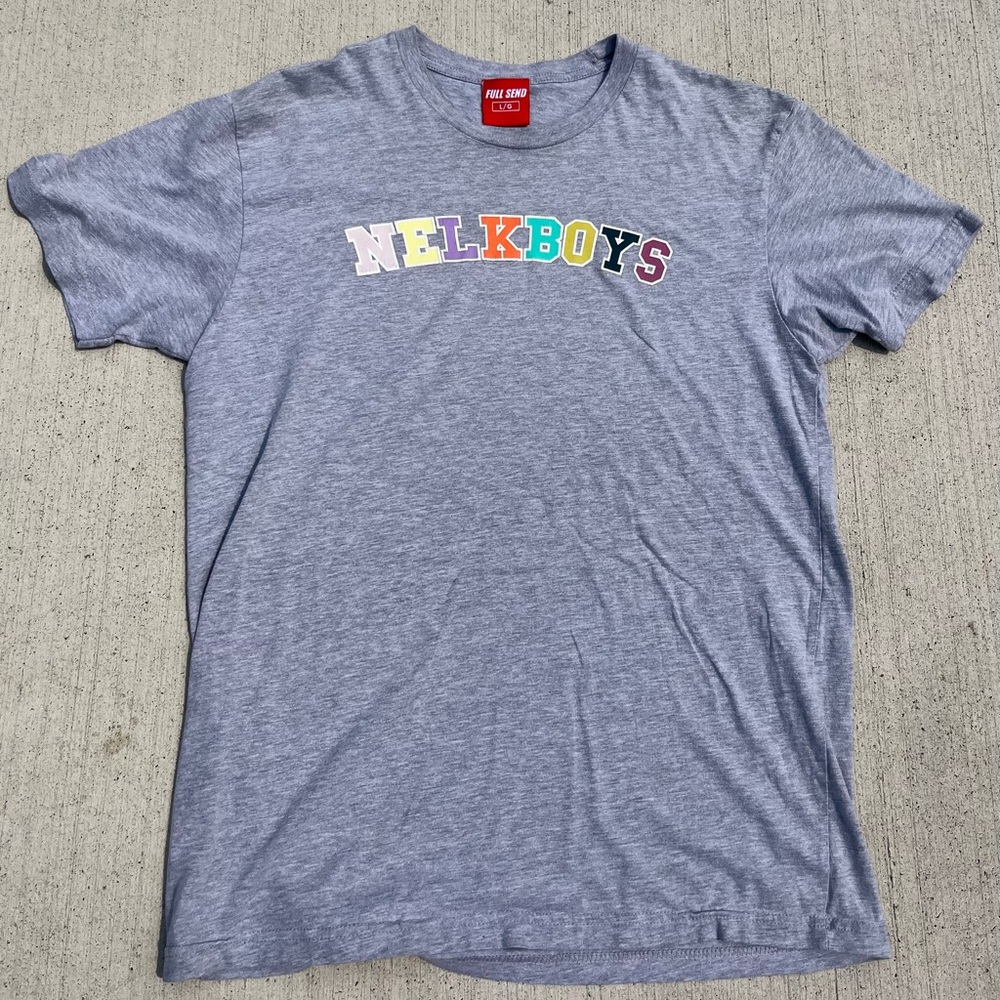 NELK Merch Gray (Nelkboys) Graphic T-Shirt. Size L.